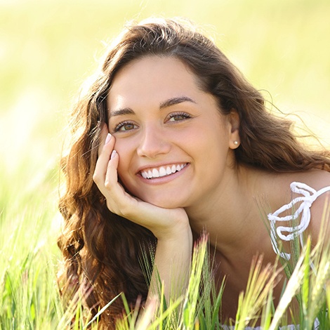 Woman with veneers in Fort Mill