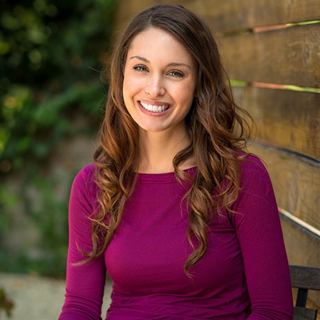 Woman pleased with her veneers