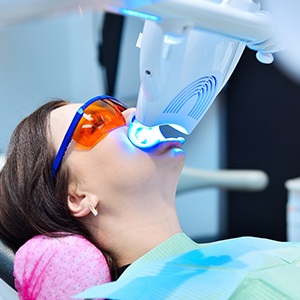 Person receiving in-office teeth whitening