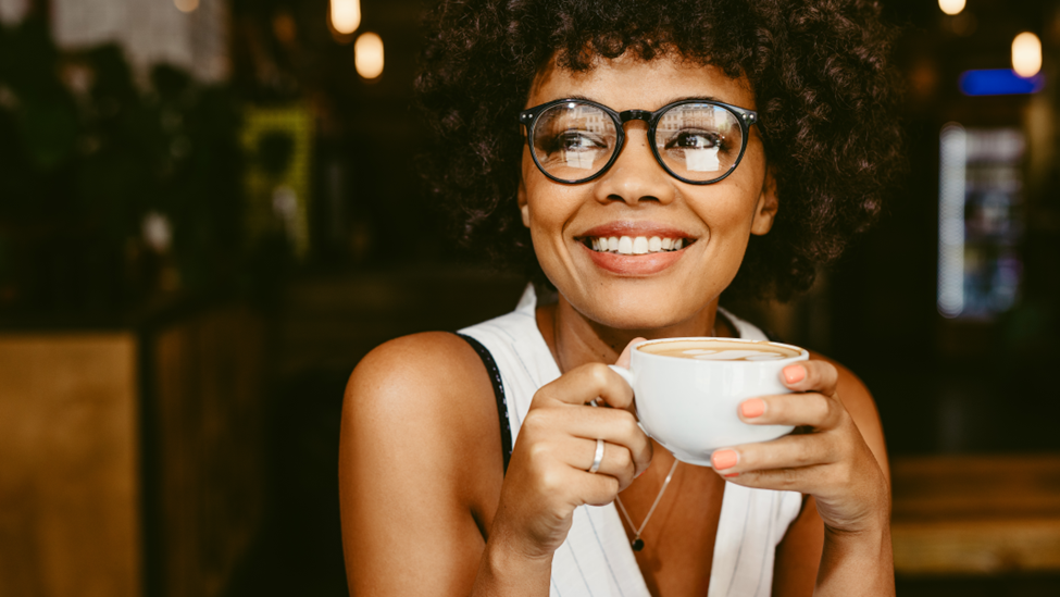 young woman drinking coffee
